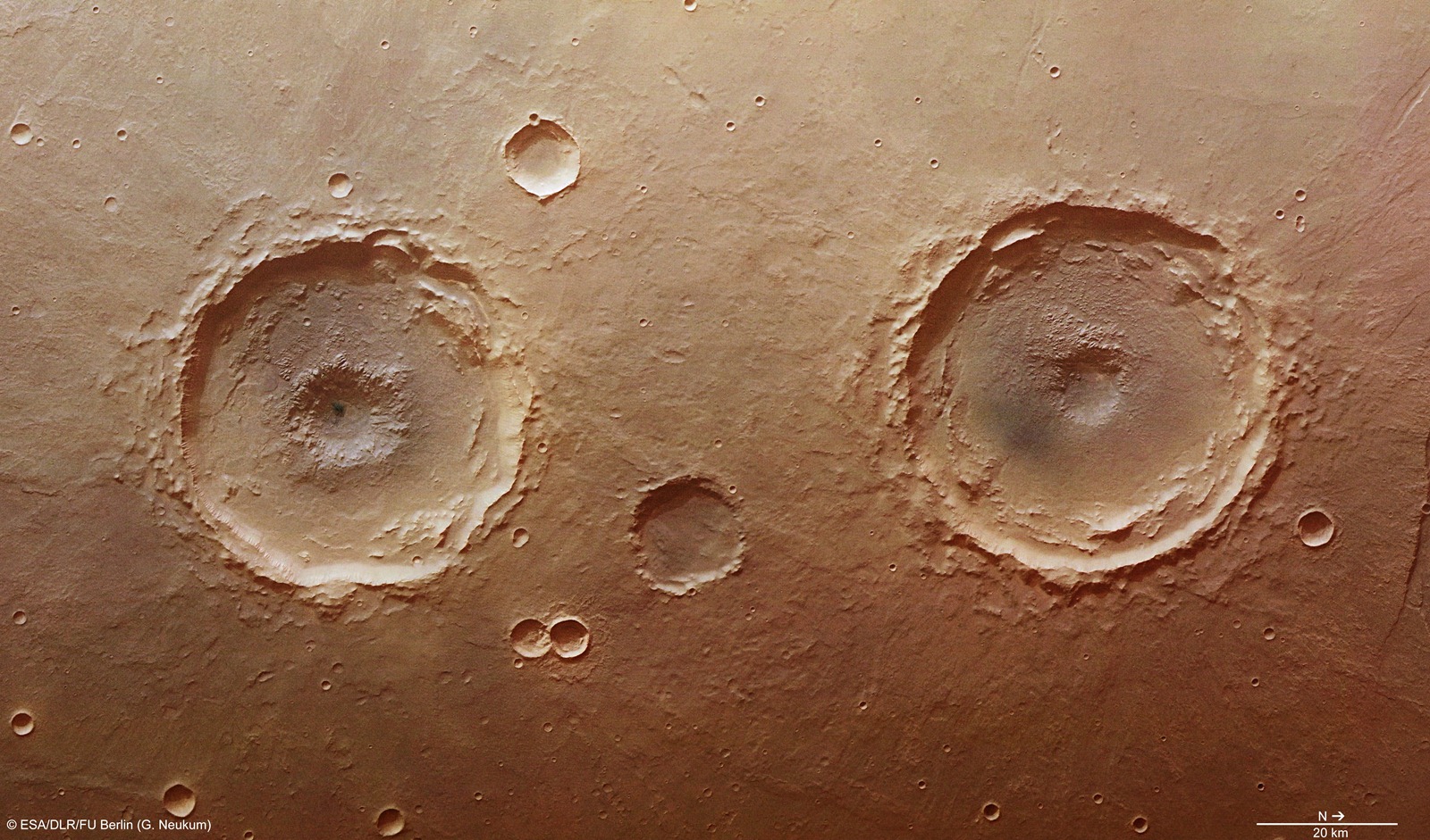 Comment se sont formées les pupilles de cette paire de cratères martiens ?
