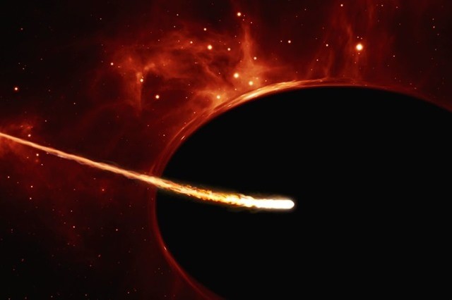 La matière qui tombe directement dans ce trou noir se déplace à presque 100 000 kilomètres par seconde