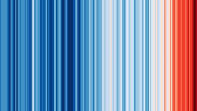 Le changement climatique représenté par des bandes de couleurs verticales