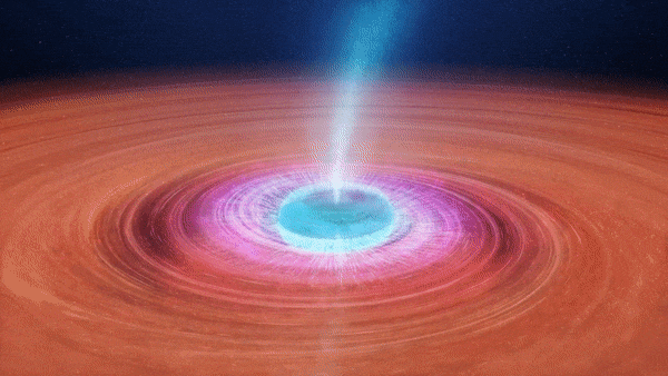 Un trou noir dévore un donut de poussière d’étoile tout en déformant l’espace-temps