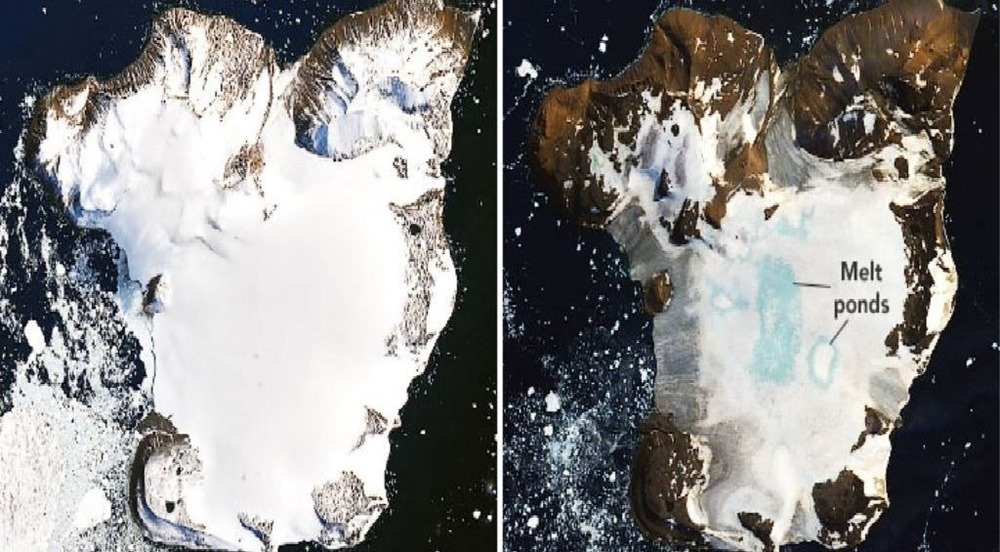 Depuis l’espace : l’impact des températures sur une petite île de de l’antarctique
