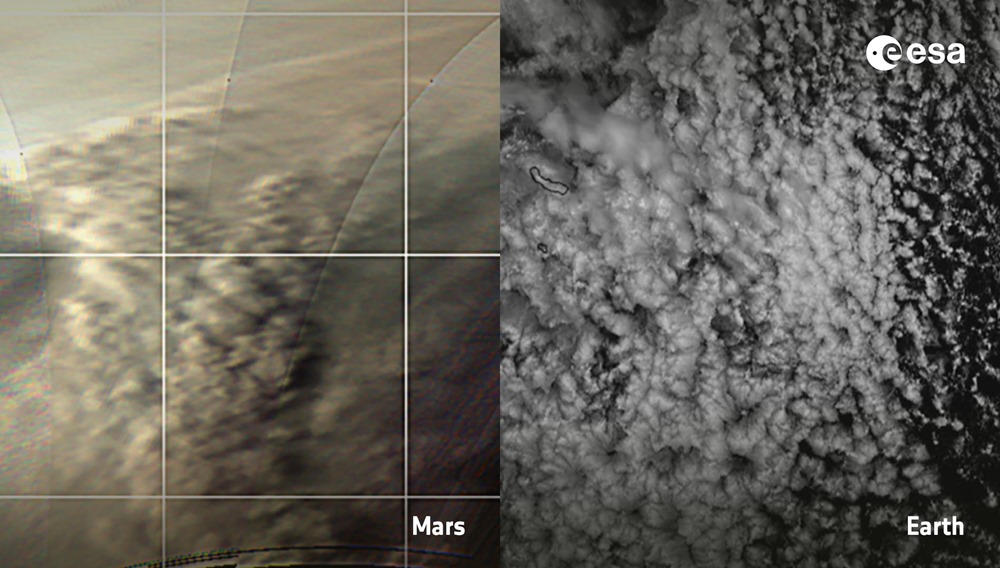 Les nuages martiens sont très similaires à ceux de la Terre sauf qu’ils ne contiennent pas du tout la même chose