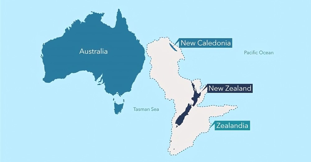 Nouvelle carte améliorée de l’ancien continent perdu Zealandia