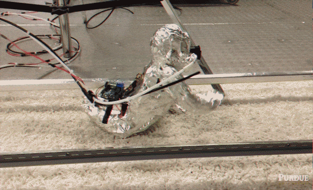 Cet étrange bébé robot rampant sur de la moquette engendre un épais nuage de particules